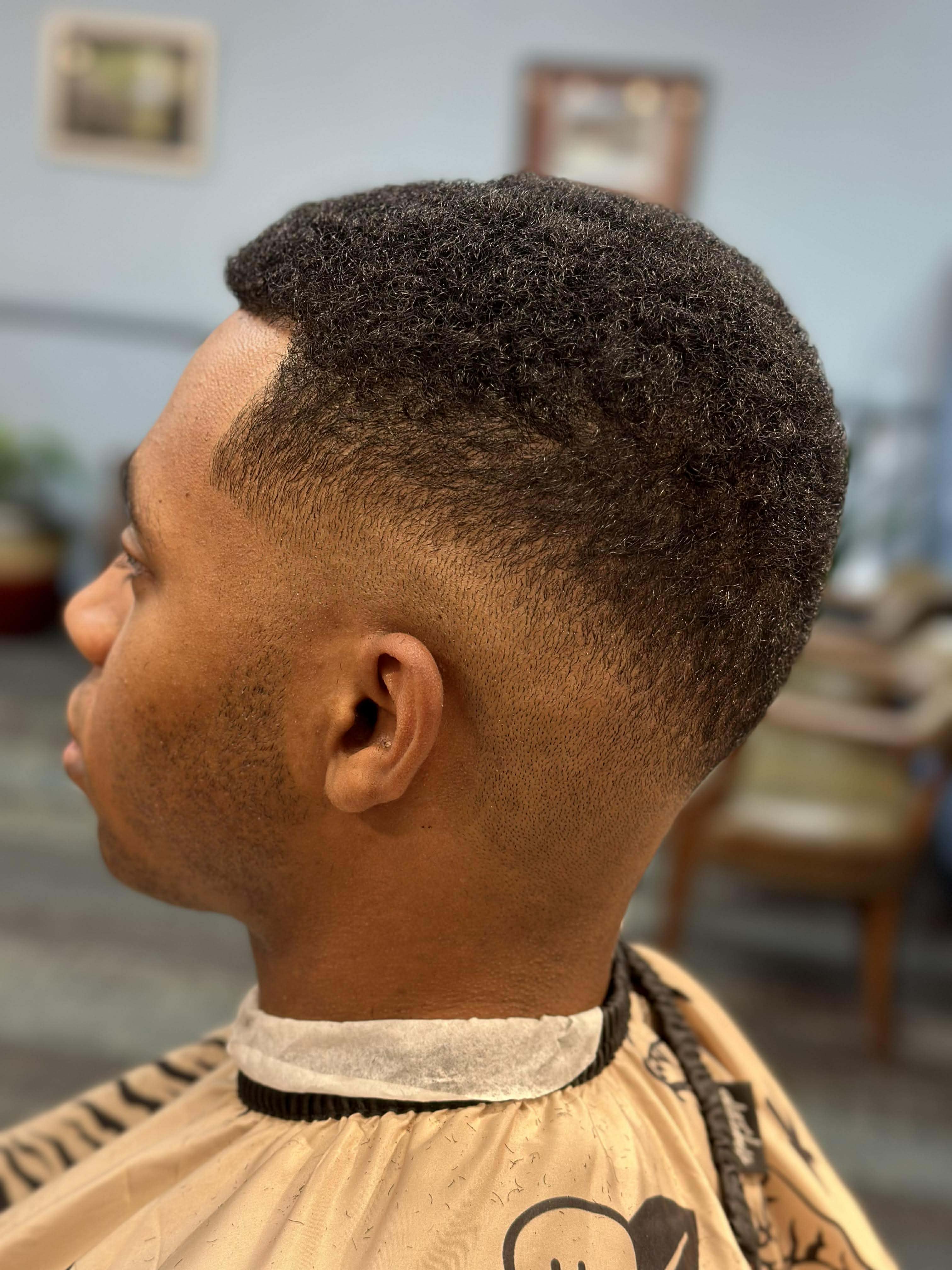 Taper fade with curly top